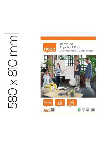 BLOC CONGRESO NOBO PAPEL RECICL CUAD/LISO 580X810MM 50H. 70GR 2 UD. BLOC CONGRESO NOBO PAPEL RECICL CUAD/LISO 580X810MM 50H. 70GR 2 UD.