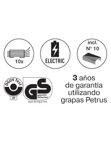 GRAPADORA PETRUS ELEC. E-310 CONTACTLESS RJ. MET.12H. GRAPA Nº 10 GRAPADORA PETRUS ELEC. E-310 CONTACTLESS RJ. MET.12H. GRAPA Nº 10