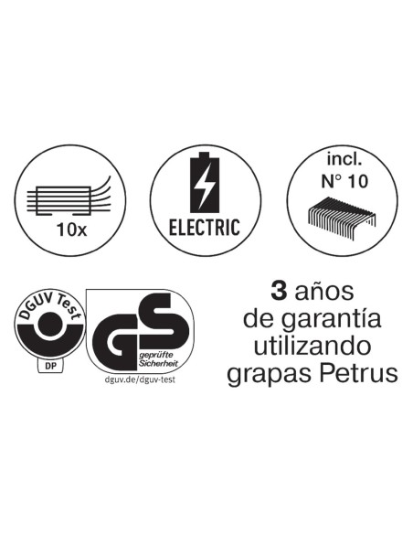 GRAPADORA PETRUS ELEC. E-310 CONTACTLESS RJ. MET.12H. GRAPA Nº 10 GRAPADORA PETRUS ELEC. E-310 CONTACTLESS RJ. MET.12H. GRAPA Nº 10