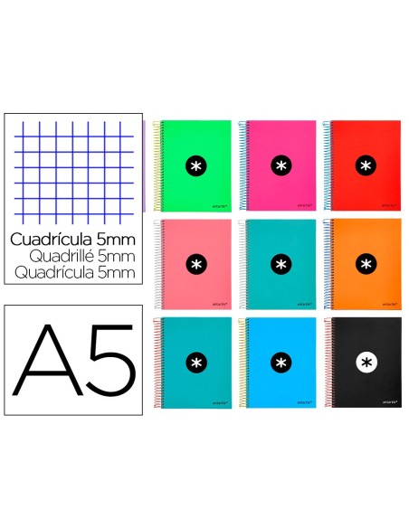 CUADERNO ESP.A5 MICRO ANTARTIK T.FORRADA120H 90GR 5MM 5B.6 TAL.SURT. CUADERNO ESP.A5 MICRO ANTARTIK T.FORRADA120H 90GR 5MM 5B.6 TAL.SURT.