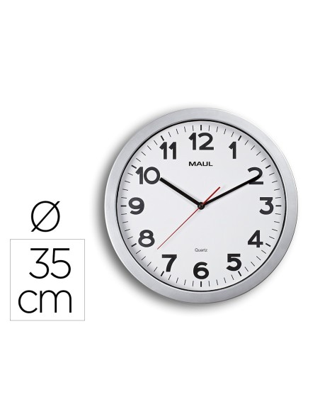RELOJ MAUL STEP PARED REDONDO 35 CM DIAMETRO ELECTRICO PLATA RELOJ MAUL STEP PARED REDONDO 35 CM DIAMETRO ELECTRICO PLATA