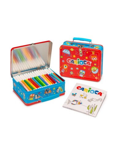 ROTULADOR CARIOCA KIT CAJA METALICA 100U.SURTIDAS + ALBUM COLOREAR