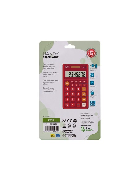 CALCULADORA  BOLSILLO XF11 8D.SOLAR PILAS RJ. 115X65X8MM CALCULADORA  BOLSILLO XF11 8D.SOLAR PILAS RJ. 115X65X8MM