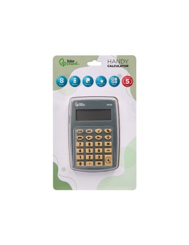 CALCULADORA  BOLSILLO XF03 8D.PILAS GRIS 99X64X9MM