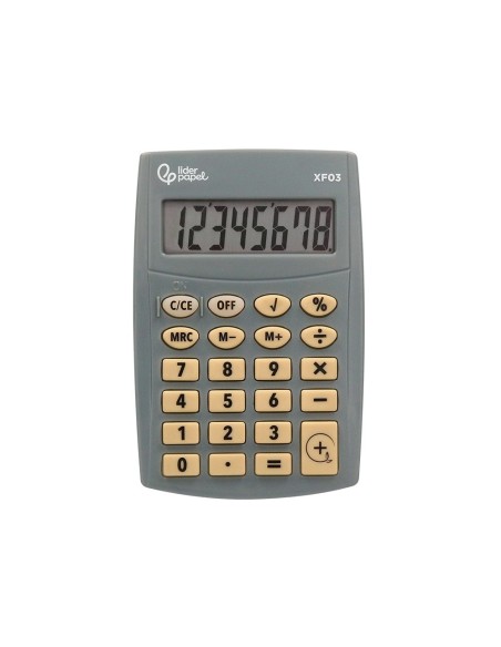 CALCULADORA  BOLSILLO XF03 8D.PILAS GRIS 99X64X9MM