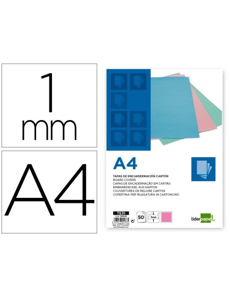 TAPA ENCUADERNACION CARTON A4 1MM ROSA PQ.DE 50 UD. TAPA ENCUADERNACION CARTON A4 1MM ROSA PQ.DE 50 UD.