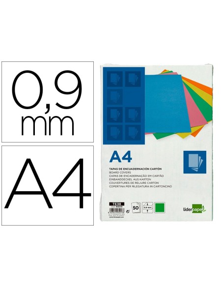 TAPA ENCUADERNACION CARTON A4 0,9MM VE. FLUOR PQ.DE 50 UD. TAPA ENCUADERNACION CARTON A4 0,9MM VE. FLUOR PQ.DE 50 UD.