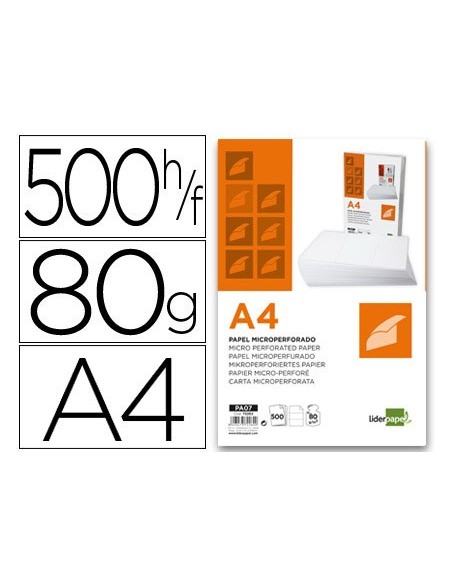PAPEL A4 80G/M2 PAQ.500 H.BL MICROPERFORADO TRES PARTES IGUALES PAPEL A4 80G/M2 PAQ.500 H.BL MICROPERFORADO TRES PARTES IGUALES