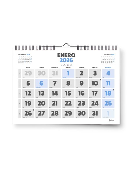 CALENDARIO ESP.PARED  CLASICO 2026 NUMEROS GRANDES 44X32 CM PAPEL
