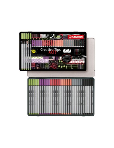 ROTULADOR STABILO CREATIVE TIPS ARTY LINE PASTEL 5P. DIF. METALICO 30