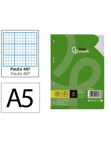 RECAMBIO LIDERPAPEL4º100 H CUADRICULA Nº46 6 TALADROS 60 GR