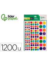 GOMETS  AUTOADHESIVO CIRCULOS TAMAÑOS SURT.BOLSA 10H. 1200 UD.