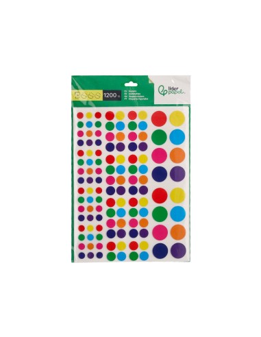 GOMETS  AUTOADHESIVO CIRCULOS TAMAÑOS SURT.BOLSA 10H. 1200 UD.