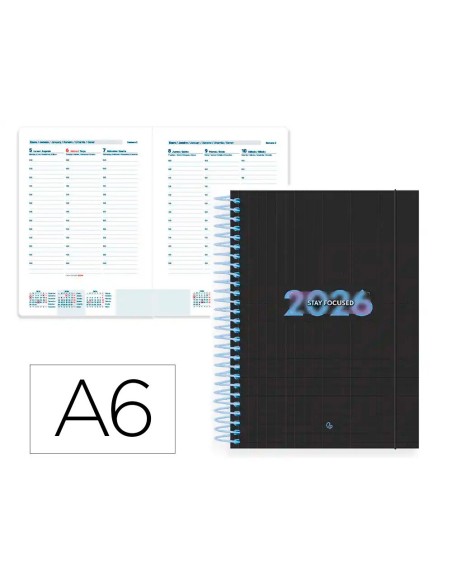 AGENDA ESP. KIMOLOS A6 2026 SEMANA VISTA FOCUS PAPEL 70GR.FSC