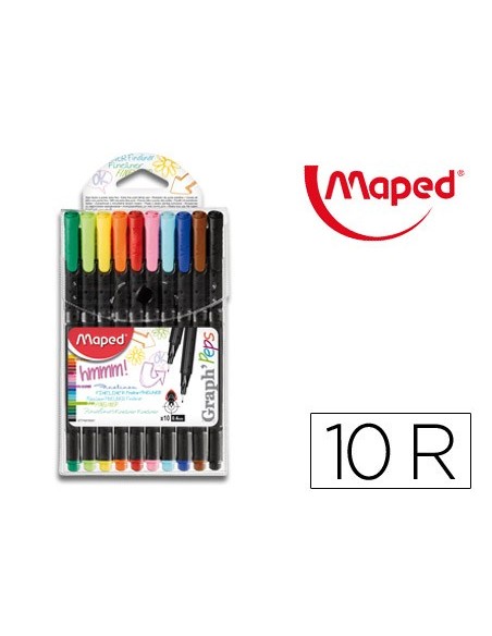 ROTULADOR MAPED PUNTA DE METAL GRAPH PEPS FINE LINER ESTUCHE DE 10 C