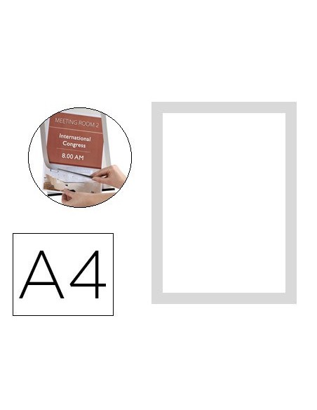 MARCO PORTA ANUNCIOS Q-CON MAGNETO A4 DORSO ADH.REM PL.PACK 2 KF22351