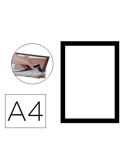 MARCO PORTA ANUNCIOS Q-CON MAGNETO A4 DORSO ADH.REM.NG.PACK 2 KF22366