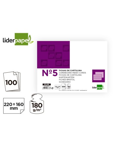 FICHA LISA N.5 160X220 MM PAQUETE 100