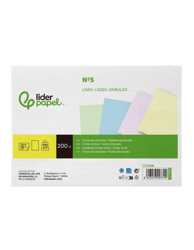 TARJETA ESTUDIAR LISA CARTULINA 170 GR/M2 160X220MM PQ.DE 200 UD.
