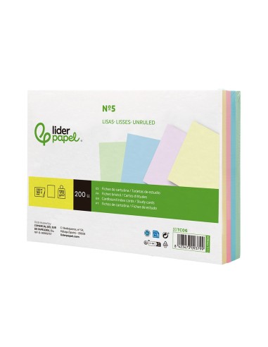 TARJETA ESTUDIAR LISA CARTULINA 170 GR/M2 160X220MM PQ.DE 200 UD.