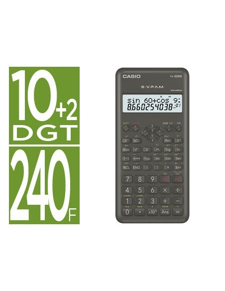 CALCULADORA CASIO FX-82 MS -CIENTIFICA -240 FUNCIONES -DOBLE PANTALLA