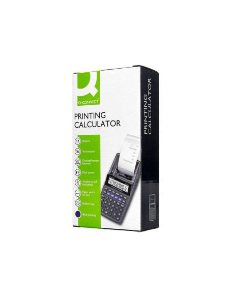 CALCULADORA Q-CON.IMPRESORA PANTALLA PAPEL KF11213 12 DIGITOS NEGRA