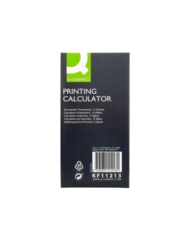 CALCULADORA Q-CON.IMPRESORA PANTALLA PAPEL KF11213 12 DIGITOS NEGRA