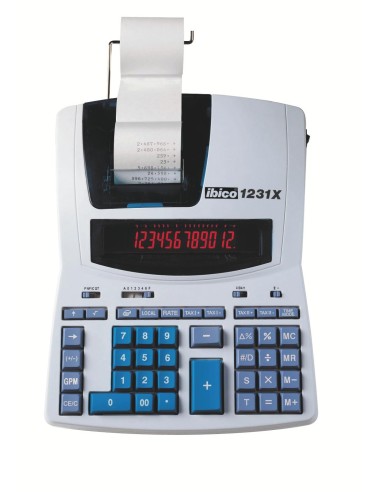 CALCULADORA IBICO 1231X LCD PAPEL 57MM 12D.2 IMP. BICOLOR BL./AZUL