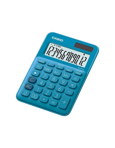 CALCULADORA CASIO MS-20UC-BU SOBREMESA 12 DIGITOS TAX +/- COLOR AZ.