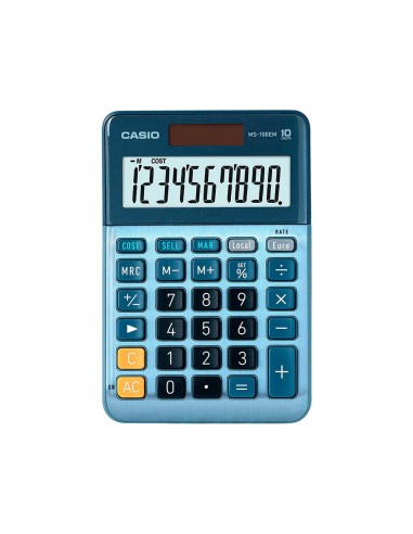 CALCULADORA CASIO MS-100EM 10D.TX +/- TECLA DOBLE CERO AZ.