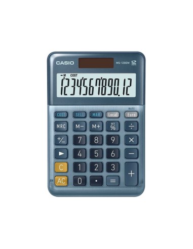 CALCULADORA CASIO MS-120EM 12D.TX +/- TECLA DOBLE CERO AZ.