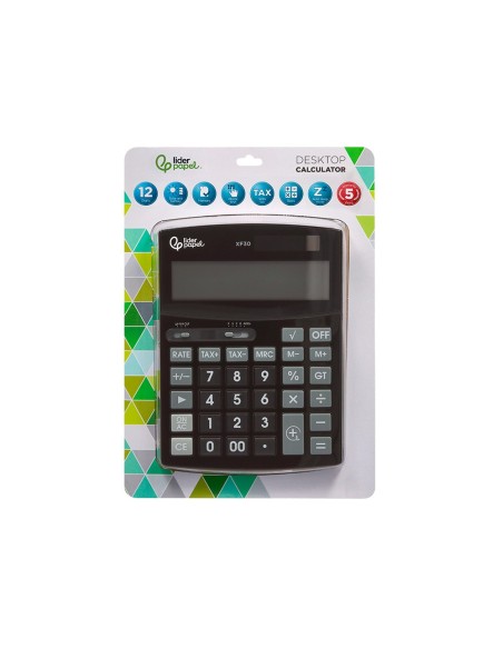 CALCULADORA LIDERPAPEL XF30 12DG SOLAR Y PILAS NG 190X140X25 MM