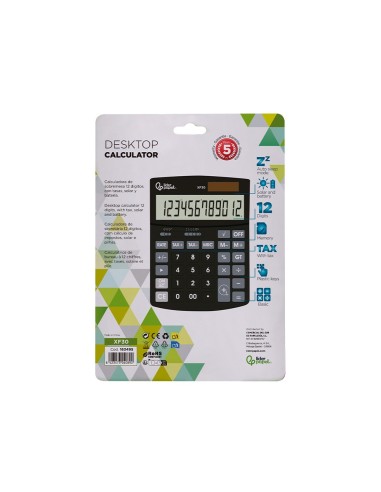 CALCULADORA LIDERPAPEL XF30 12DG SOLAR Y PILAS NG 190X140X25 MM