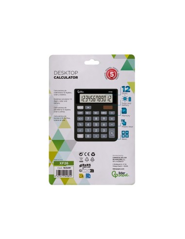 CALCULADORA  XF26 12D.SOLAR PILAS 127X105X24MM NG.