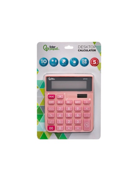 CALCULADORA  XF23 10D.SOLAR PILAS ROSA 127X105X24MM