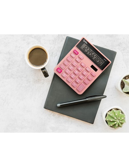 CALCULADORA  XF23 10D.SOLAR PILAS ROSA 127X105X24MM