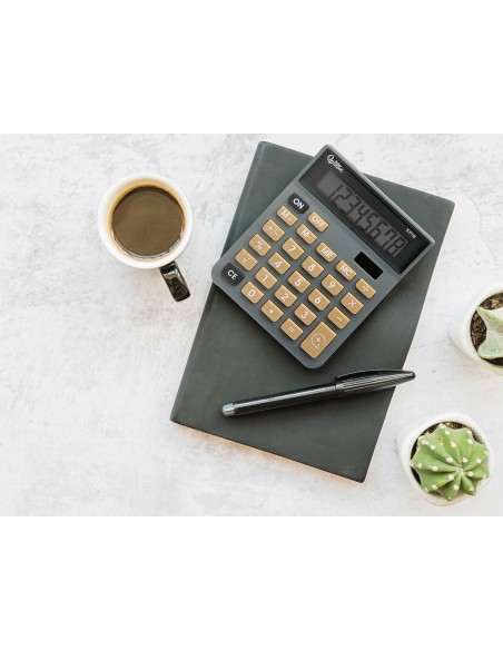 CALCULADORA  XF18 8D.SOLAR PILAS GRIS 127X105X24MM