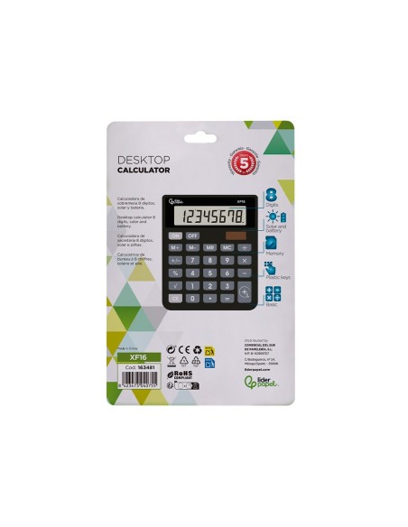 CALCULADORA  XF16 8D.SOLAR PILAS NG.127X105X24MM