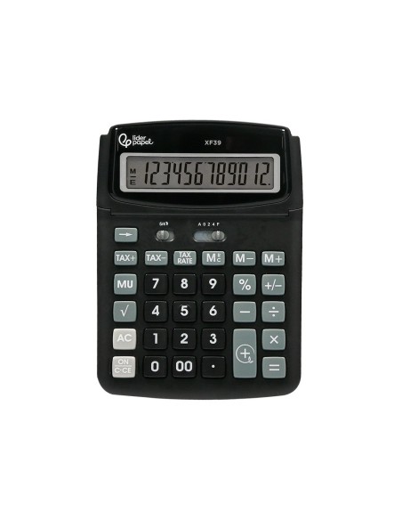CALCULADORA LIDERPAPEL SOBREMESA XF39 12 DIGITOS SOLAR Y PILAS RECIC