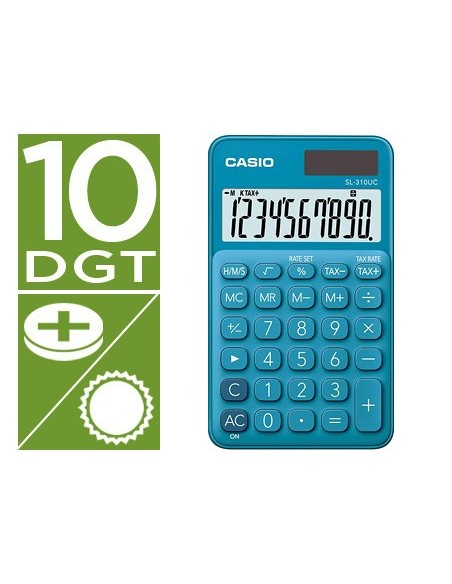 CALCULADORA CASIO SL-310UC-BU BOLSILLO 10D.TAX +/- DOBLE CERO AZ.