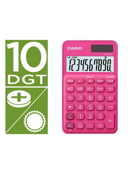 CALCULADORA CASIO SL-310UC-RD BOLSILLO 10D.TAX +/- TECLA DOBLE CERO