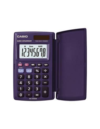 CALCULADORA CASIO HS-8VER BOLSILLO 8D.CONVERSION MONEDA T.AZ.