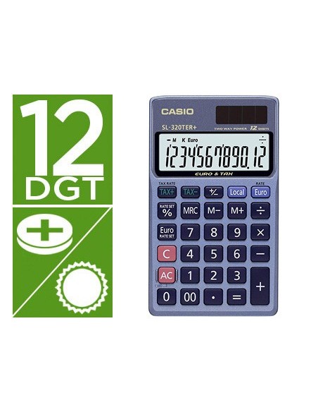 CALCULADORA CASIO SL-320TER BOLSILLO 12D.TAX +/- CONVERSION MONEDA T
