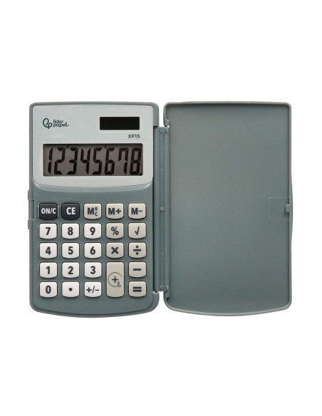 CALCULADORA  BOLSILLO XF15 10D.TAPA SOLAR PILAS GRIS 123X75X12MM