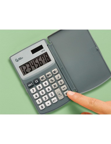 CALCULADORA  BOLSILLO XF15 10D.TAPA SOLAR PILAS GRIS 123X75X12MM
