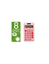 CALCULADORA  BOLSILLO XF12 8D.SOLAR PILAS ROSA 115X65X8MM 2