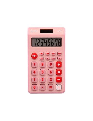 CALCULADORA  BOLSILLO XF12 8D.SOLAR PILAS ROSA 115X65X8MM
