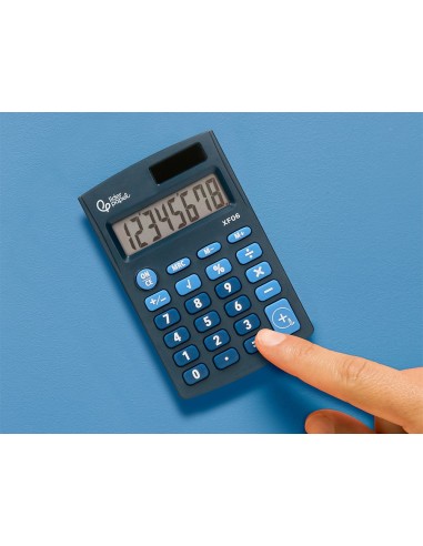 CALCULADORA  BOLSILLO XF06 8D.SOLAR PILAS AZ. 98X62X8MM