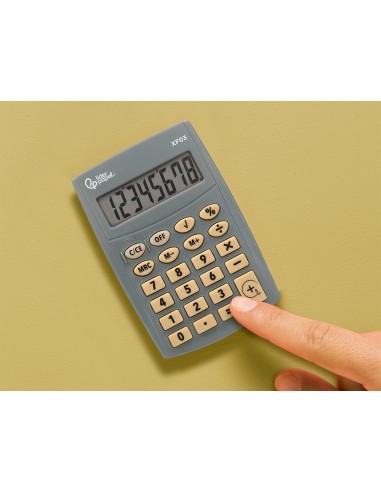 CALCULADORA  BOLSILLO XF03 8D.PILAS GRIS 99X64X9MM