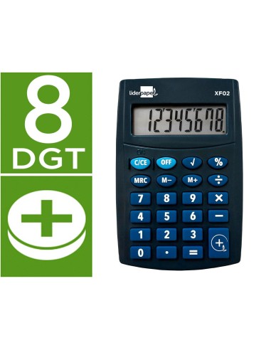 CALCULADORA  BOLSILLO XF02 8D.PILAS AZ. 99X64X9MM
